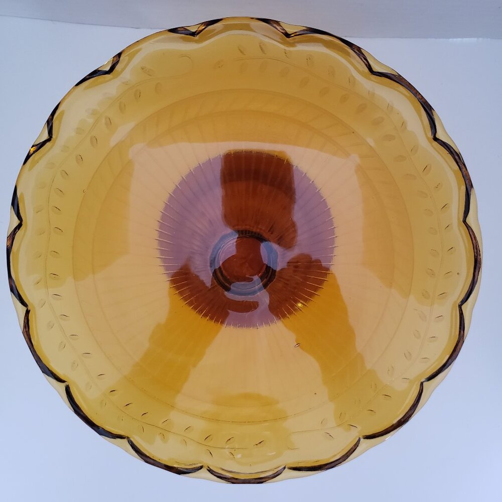 Vintage Amber glass Pedestal Cake Plate 10" Diameyer